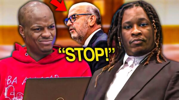 YouTube thumbnail for the video Young Thug Trial Lawyer Begs the Judge for Time Constraint