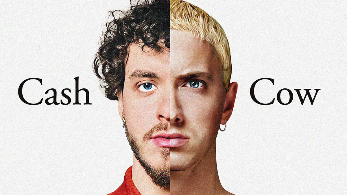 A composite image of rap stars Jack Harlow and Eminem