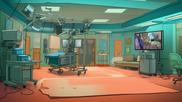 An AI-generated image of a hospital room.