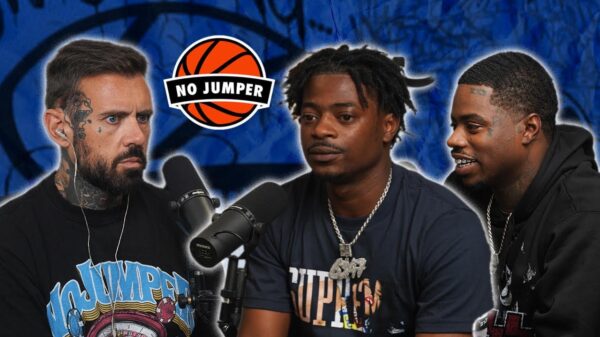 Adam22, FBG Young and FBG Dutchie in the No Jumper studio.