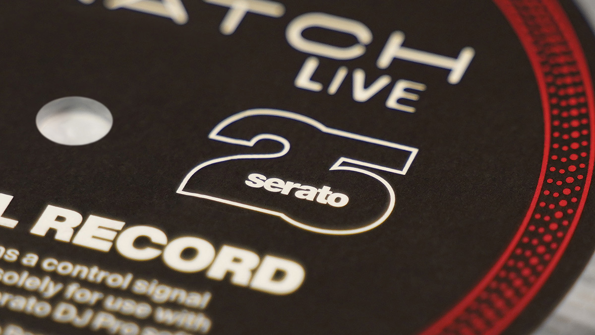 Close-up of the Serato 25th anniversary edition vinyl