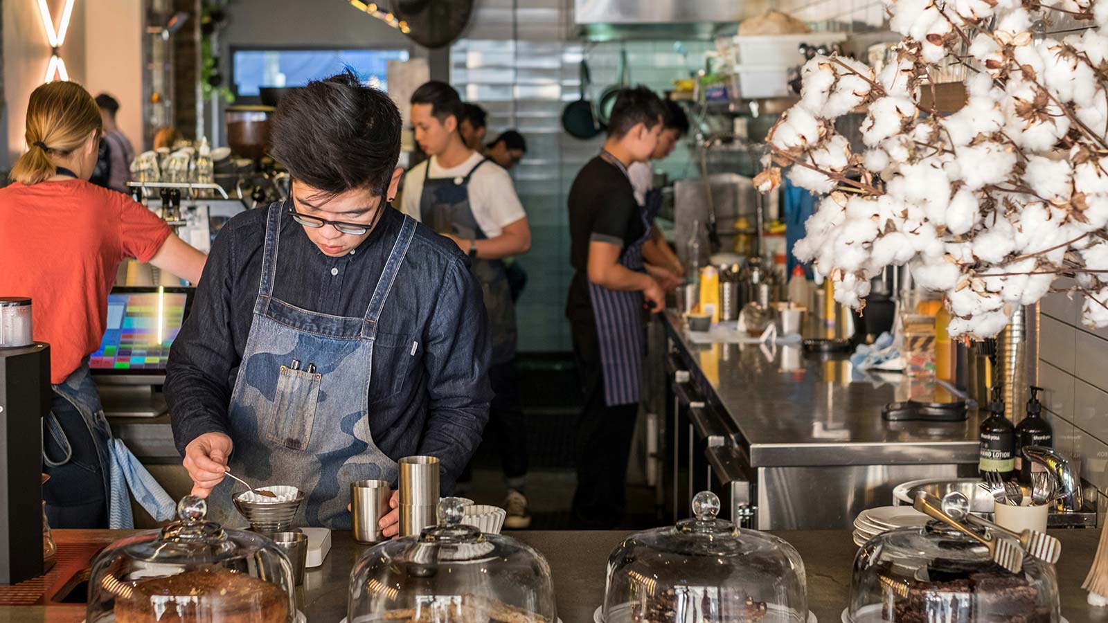 Employees at a coffee shop.