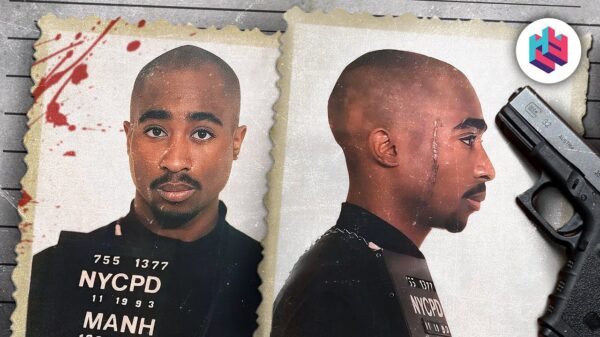 Rapper 2Pac featured on the title card for the video The Untold Crimes of Music