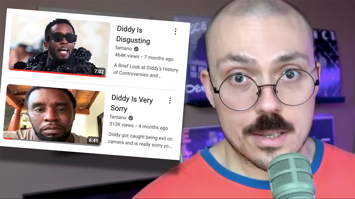 Music critic Fantano next to a picture of Diddy which says he is disgusting.