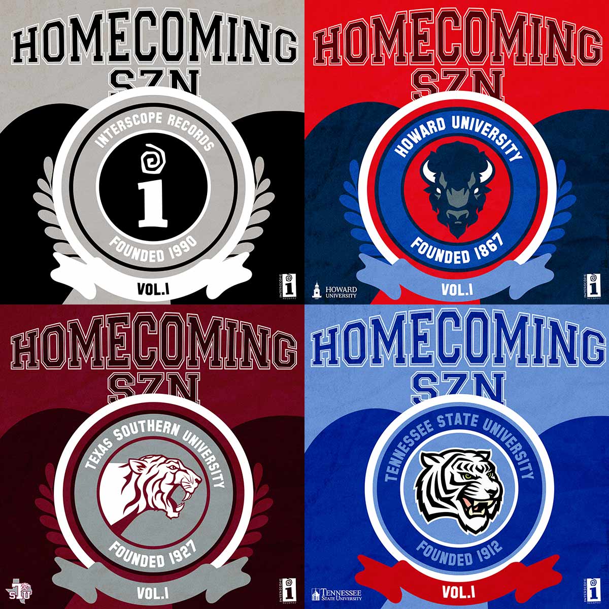 Various covers from the Homecoming SZN series released by Interscope Geffen A&M.