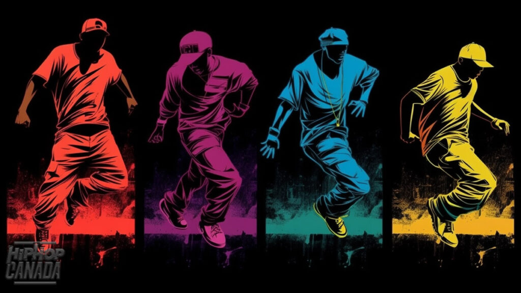 Midjourney AI-generated art representing the 4 elements of hip-hop.