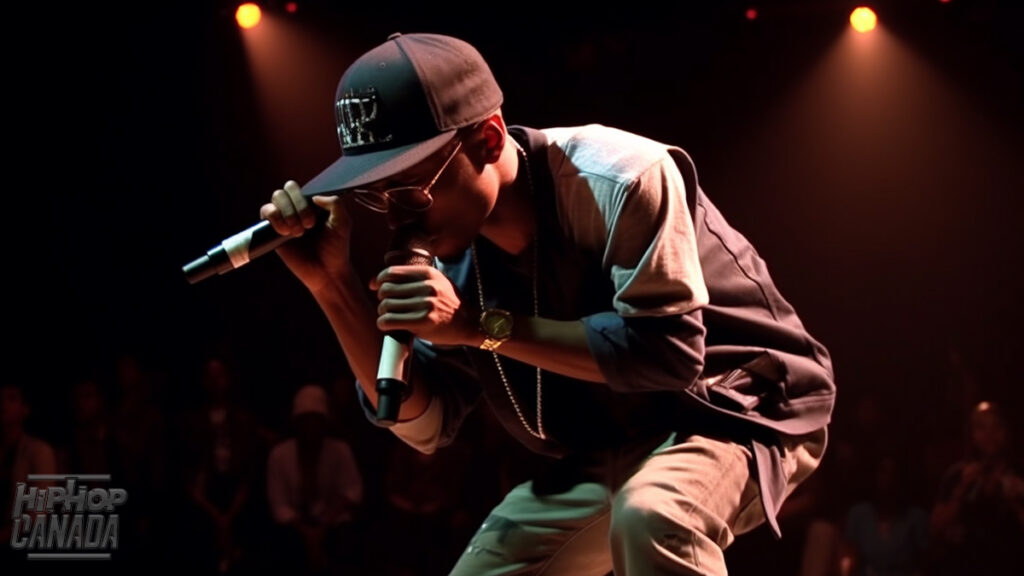 AI-generated art on Midjourney using the prompt '4 elements of hip-hop.'