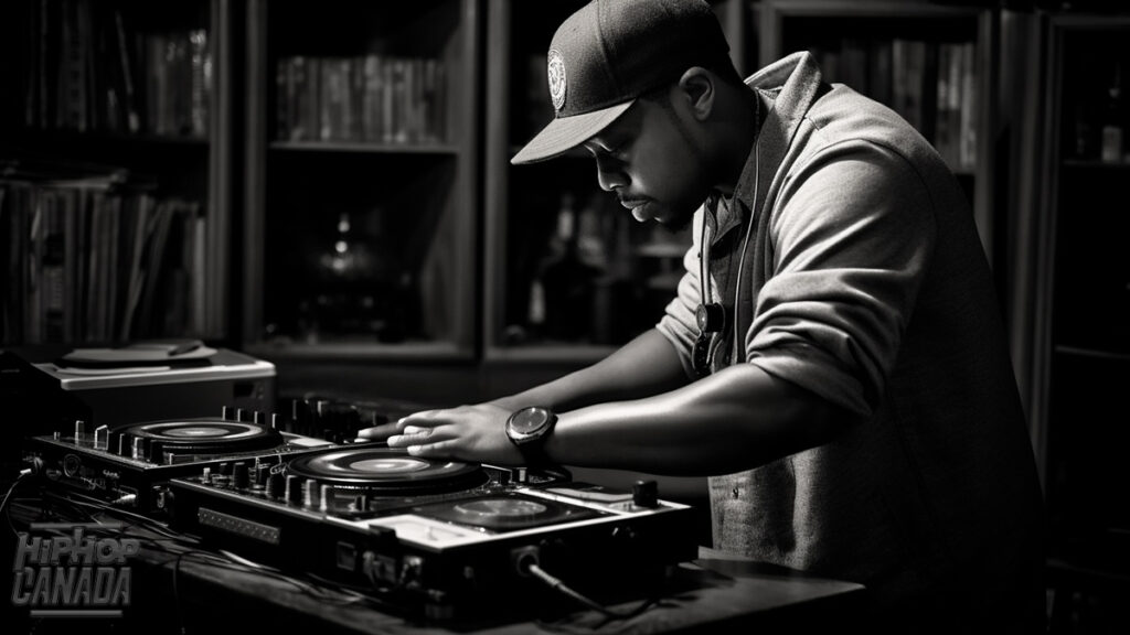 AI-generated art on Midjourney using the prompt '4 elements of hip-hop.'