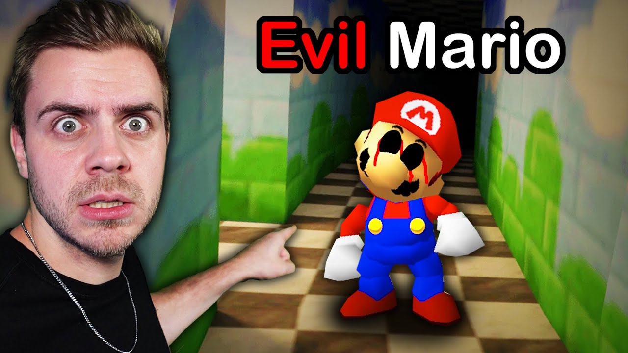 A YouTuber points at an example of Super Mario myths.