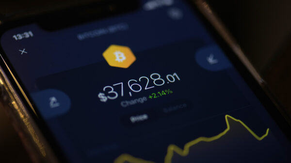 A Bitcoin ticker, as seen on Money Electric