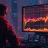 An AI-generated image of a young man checking cryptocurrency charts after Donald Trump won the presidential election.