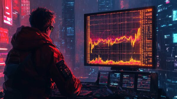 An AI-generated image of a young man checking cryptocurrency charts after Donald Trump won the presidential election.