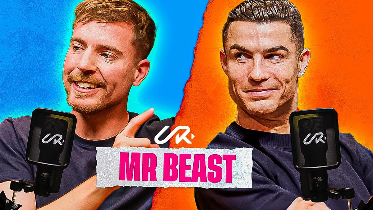 Title card for Cristiano Ronaldo and MrBeast collaboration video.