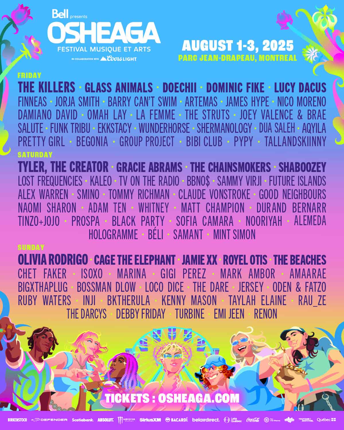 Poster for the Osheaga 2025 lineup