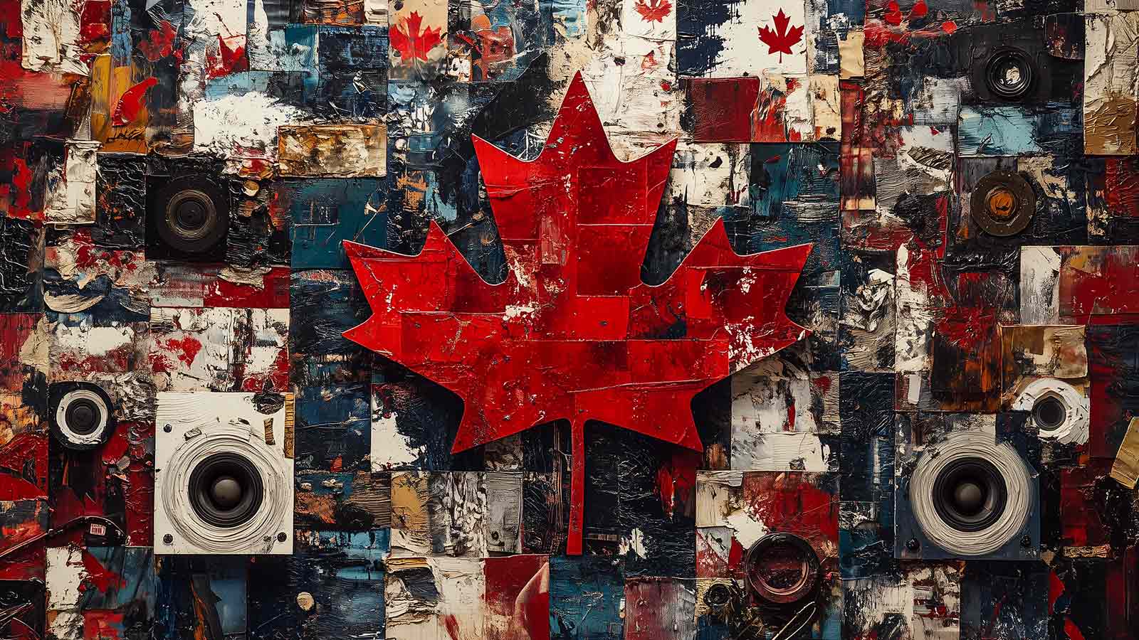 An AI-generated image representing elements of Canada and music
