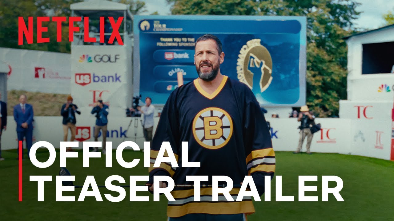A man in a Boston Bruins hockey jersey, in a scene from the film Happy Gilmore 2.