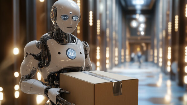 An AI generated image of an AI cyborg influencing elections.