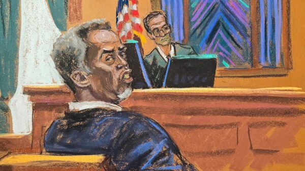 A courtroom sketch from day 2 of the Diddy trial.