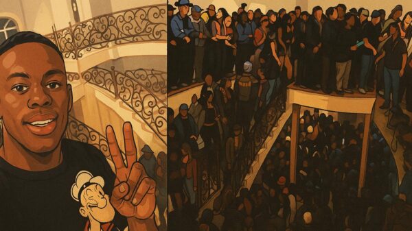 A digital illustration depicting the Project X party that took place in Brampton.