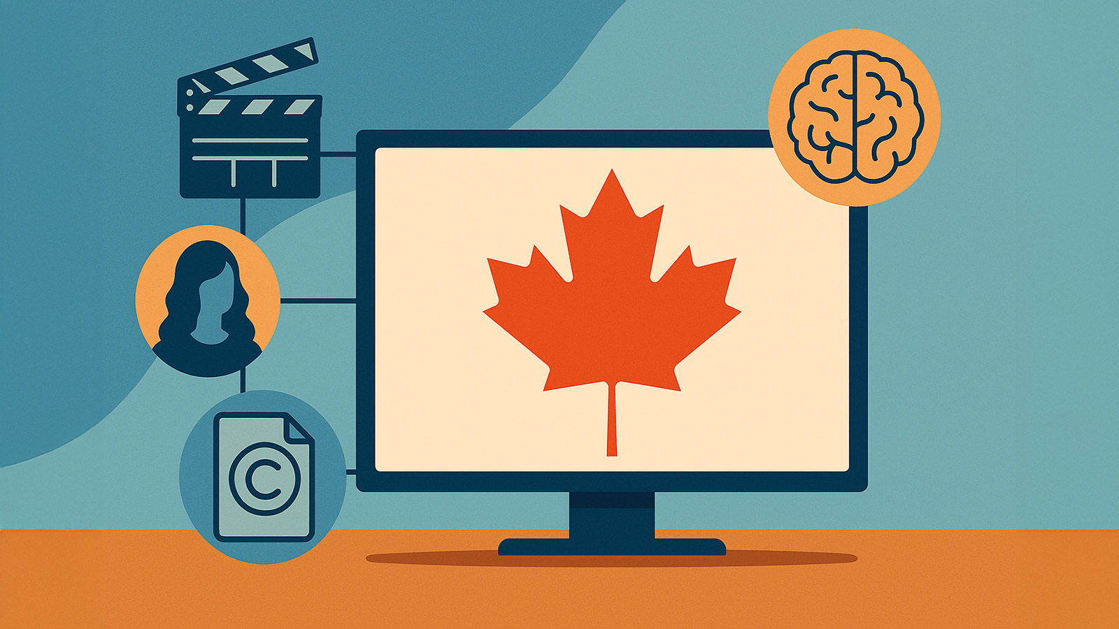Canadian content is represented with various clip art designs and a monitor with a Canadian maple leaf.