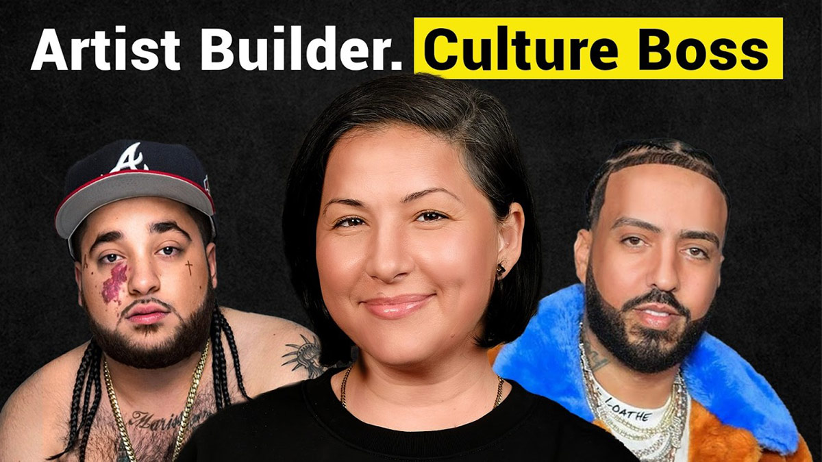 Music industry exec Lola Plaku on the title card for her video interview with The Manager's Playbook podcast.