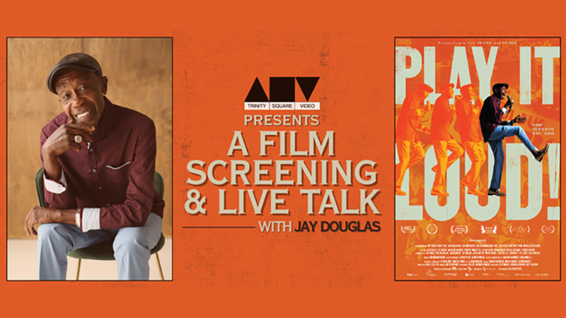 A poster for a Jay Douglas event at Trinity Square Video in Toronto