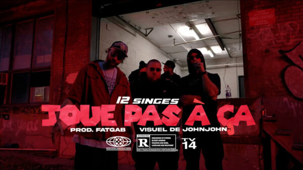 Title card for the music video Joue Pas À Ca by 12 Singes