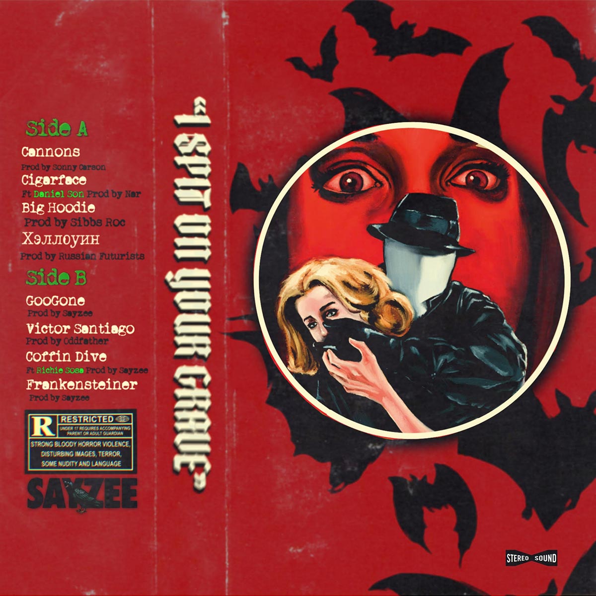 Artwork for the I Spit On Your Grave mixtape by Canadian rapper Sayzee