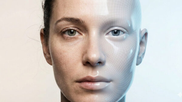 Human face transitioning into a digital model, representing the growing realism of deepfakes in AI-generated media.