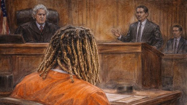Courtroom sketch during federal proceedings in the Lil Durk murder-for-hire case.
