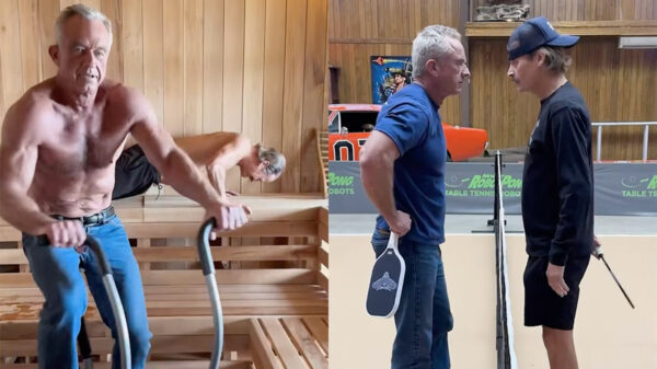 Scenes from the workout video collaboration featuring Kid Rock and RFK Jr.