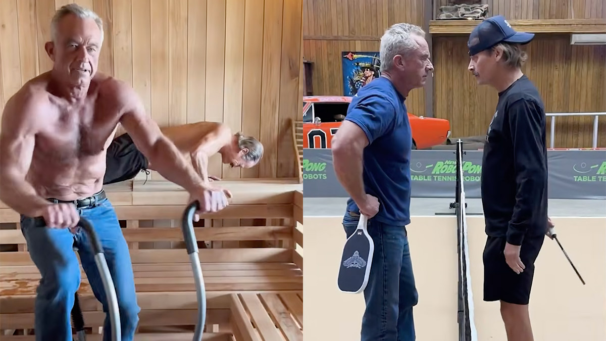 Scenes from the workout video collaboration featuring Kid Rock and RFK Jr.