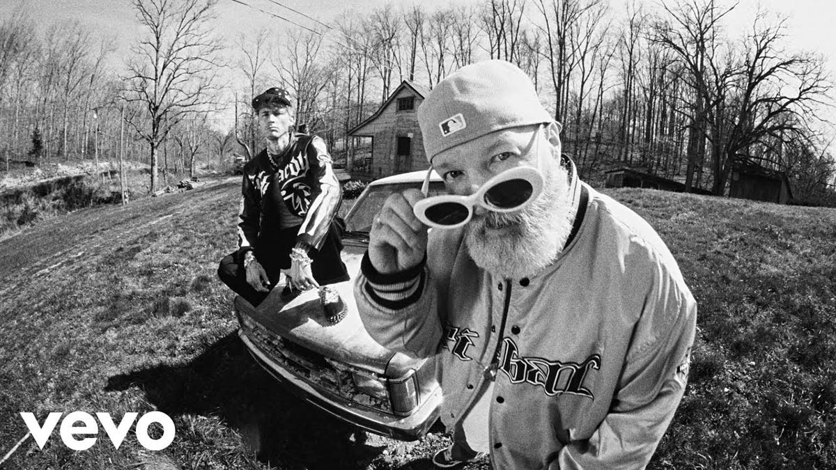 mgk and Fred Durst in a scene from their FIX UR FACE music video.