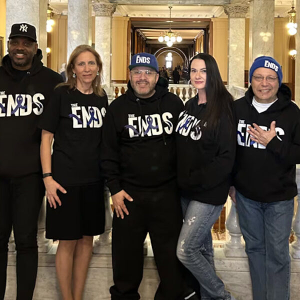Bishop Brigante with family, supporters and a provincial politician at Queen’s Park during his colon cancer screening awareness campaign in Ontario