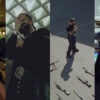 An image sliced in four, featuring scenes from new Drake music videos.
