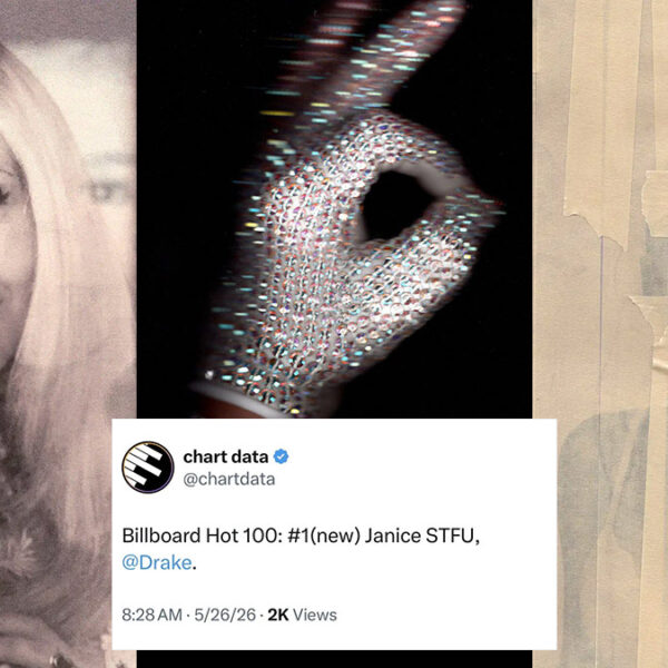 Three Drake album covers, overlayed with a tweet announcing he had the number one song on Billboard, breaking records.
