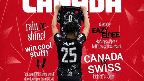 Promotional poster for the Canada vs Switzerland watch party in Ottawa.