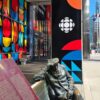 Outside of the CBC building in Toronto.