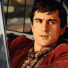 A digital illustration of Robert De Niro sitting in cab in the film Taxi Driver.