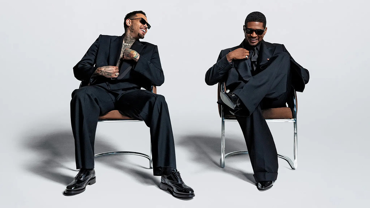 Usher and Chris Brown sit together ahead of their R&B tour stop in Toronto.
