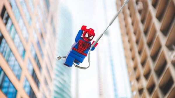 LEGO Spider-Man in action, representing the emotional journey of grief in Spider-Man: Brand New Day.
