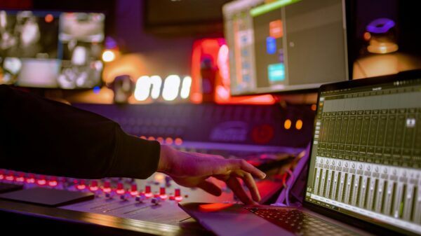 A person using studio equipment.
