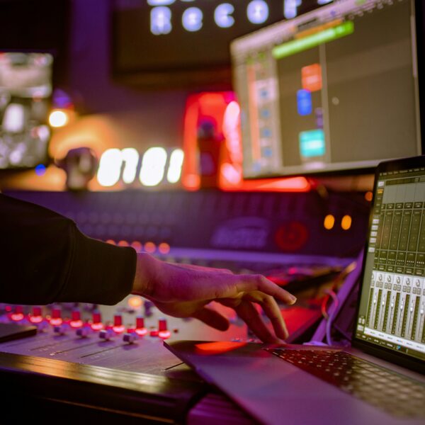 A person using studio equipment.