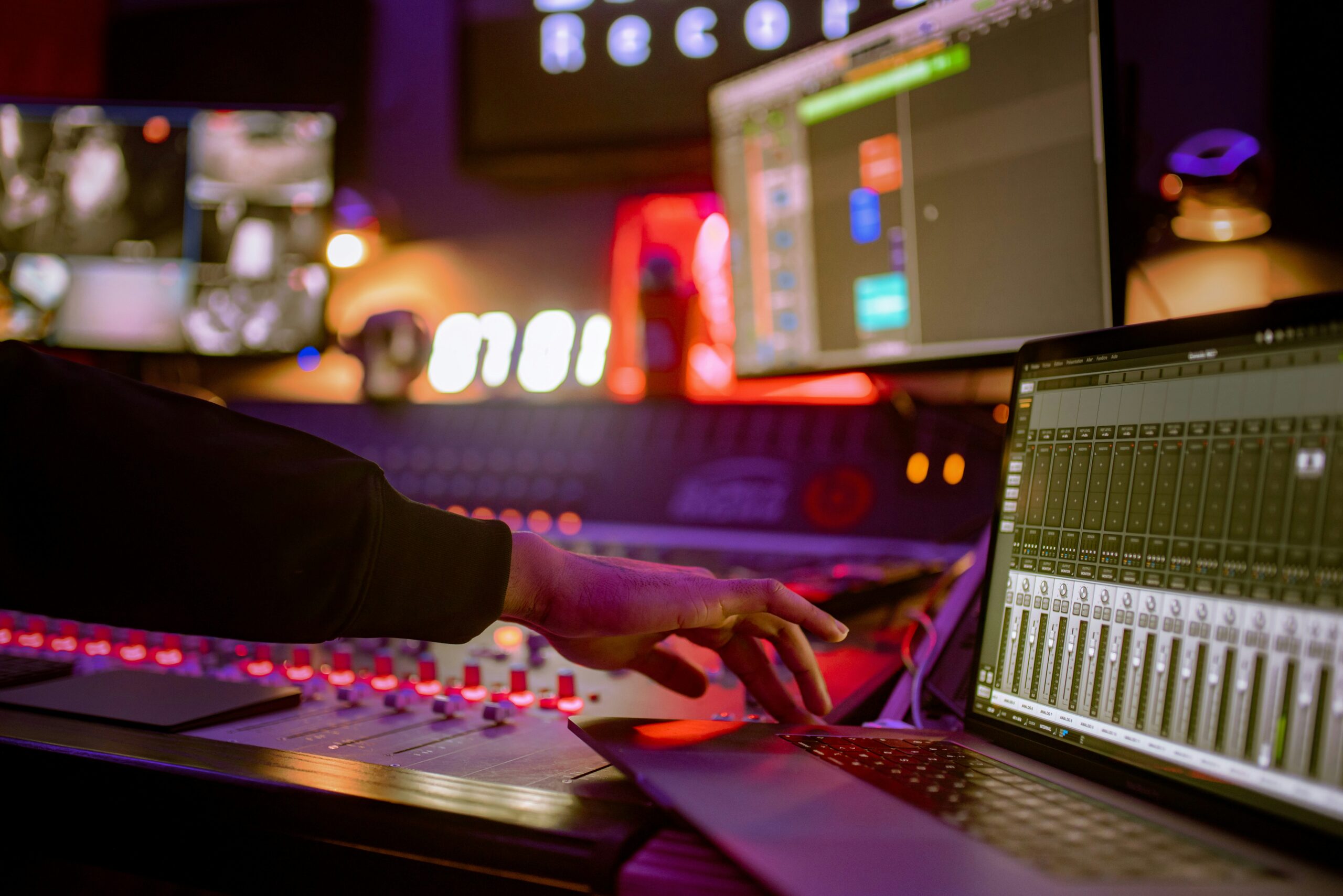 A person using studio equipment.