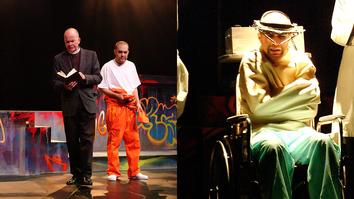Bishop Brigante as Alex during scenes from the 2004 Hart House Theatre production of A Clockwork Orange.