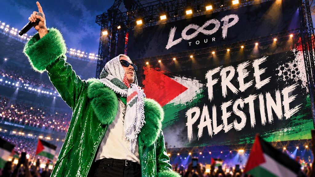 Macklemore performs onstage in support of a Free Palestine.