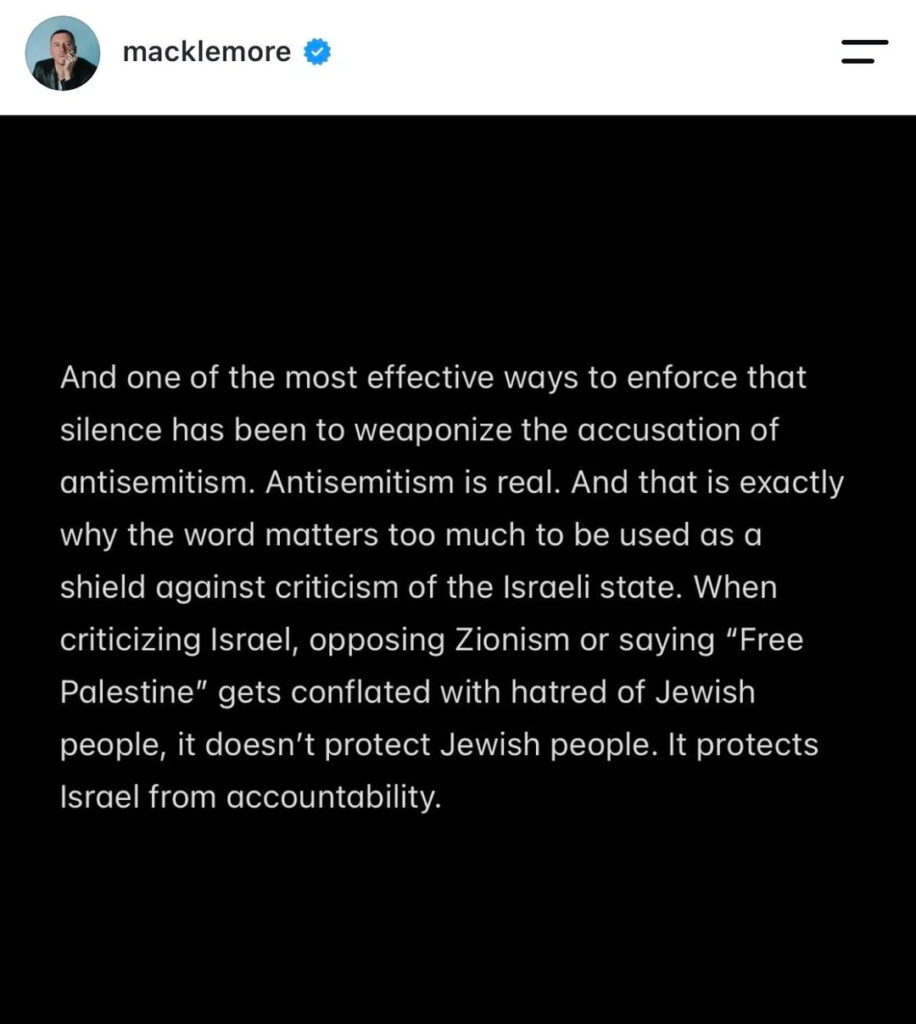 Slide 8 of Macklemore addressing being dropped from the Ed Sheeran tour.