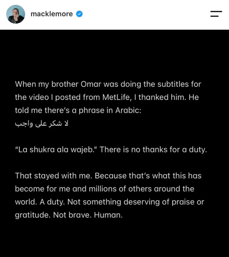 Slide 10 of Macklemore addressing being dropped from the Ed Sheeran tour.