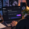An over the shoulder view of a person making AI music using Suno.